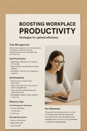 Work Productivity Template For Office