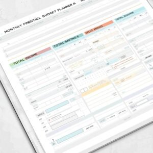 Simple Monthly Budget Planner for Whole Year